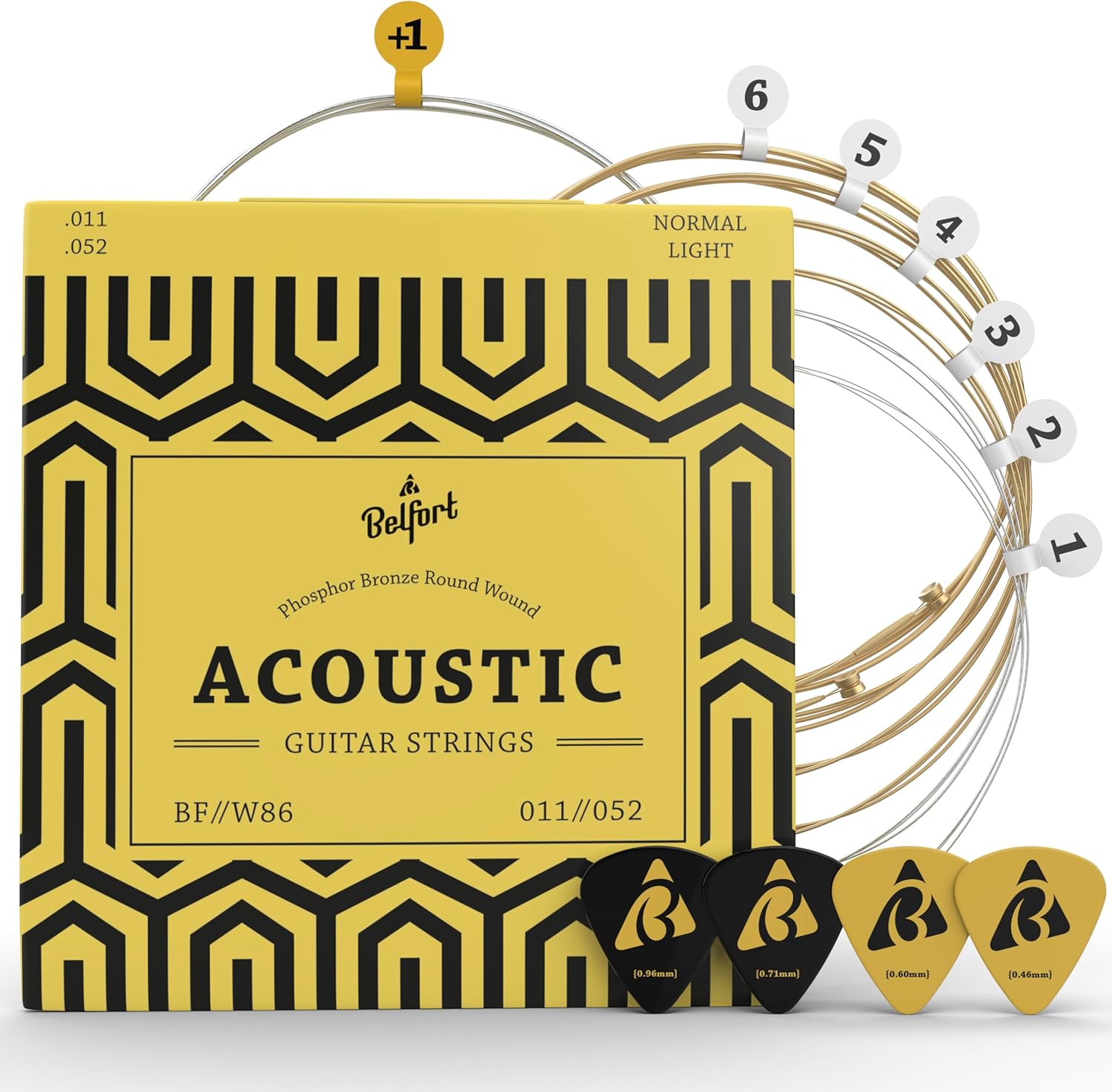 BELFORT Acústicas + Púas – Bronce fosforoso, Bonus púas